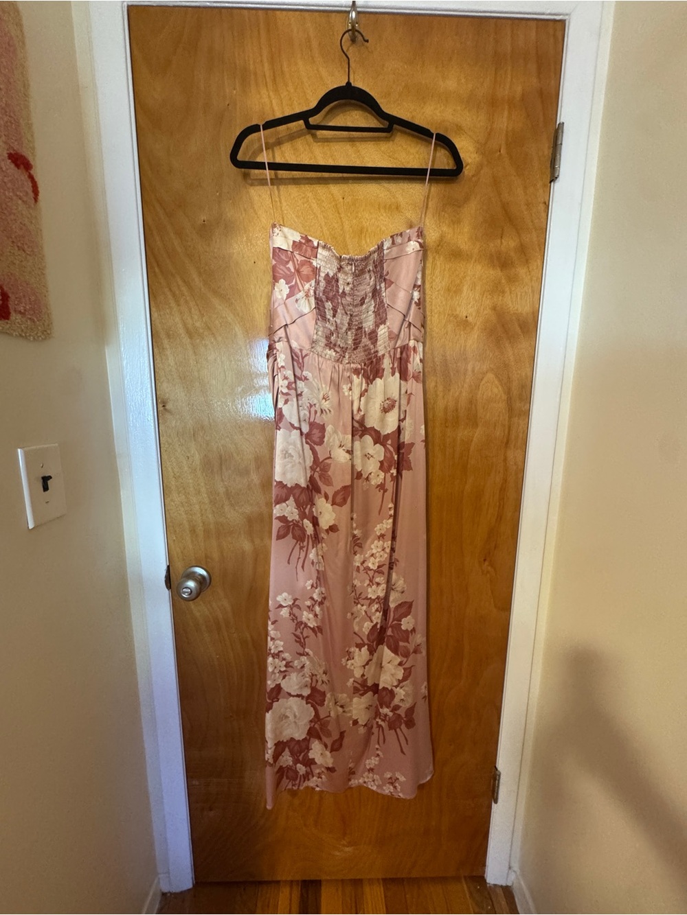 Reformation Barrow Silk Dress Bellini Floral Size 8 Strapless Maxi Slit Like New - Picture 8 of 10